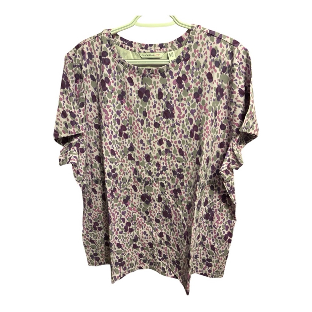 Izaac Mizrahi Animal Printed Short Sleeve Shirt Size 2X NEW purple colors